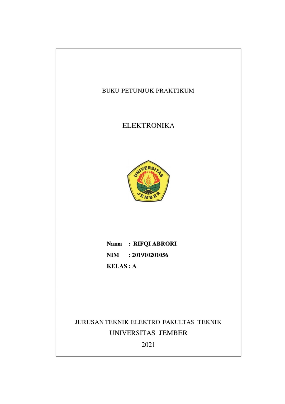 Laporan Resmi Praktikum Elektronika A - Elektronika Dasar - Studocu