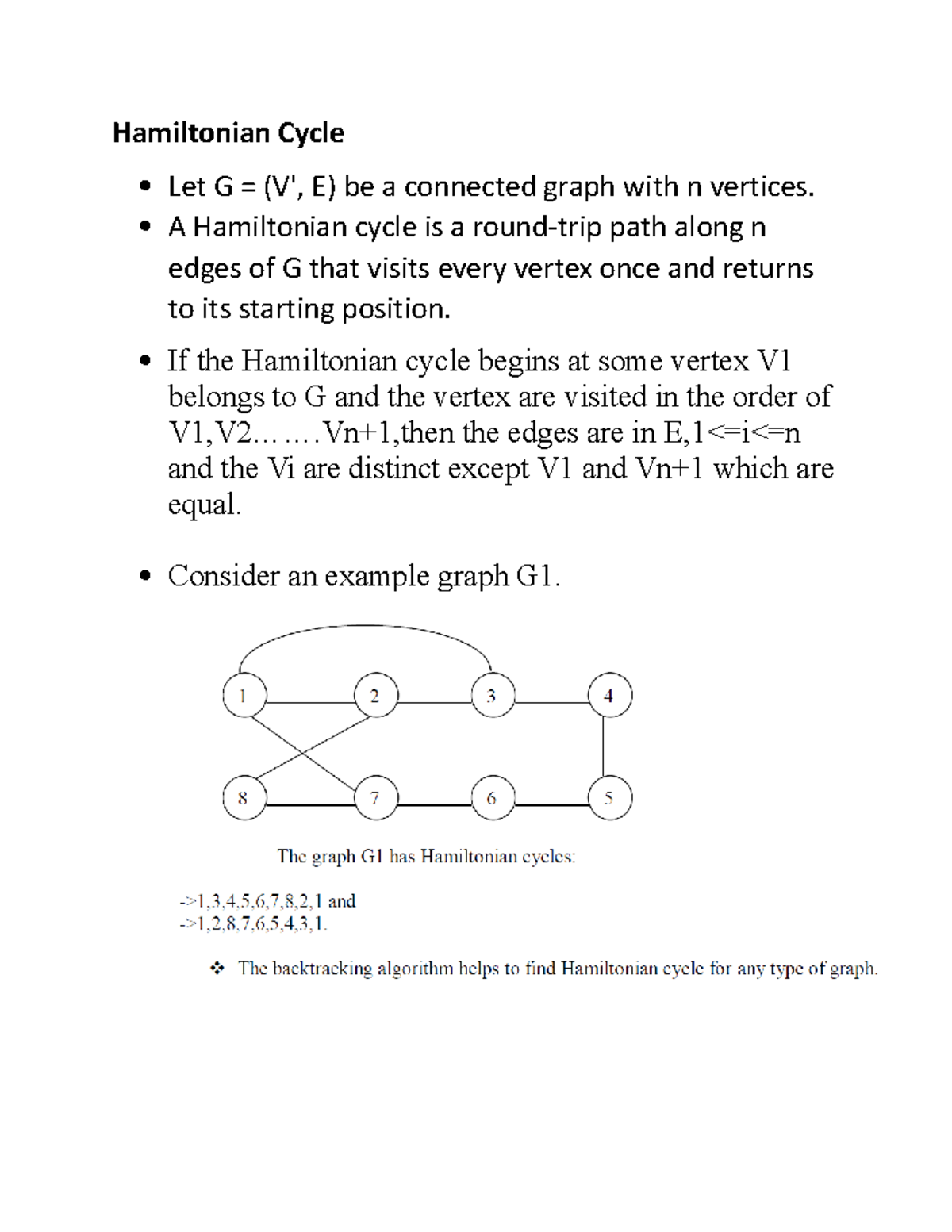 Hamiltonian cycle DAA Hamiltonian Cycle Let G = (V', E) be a
