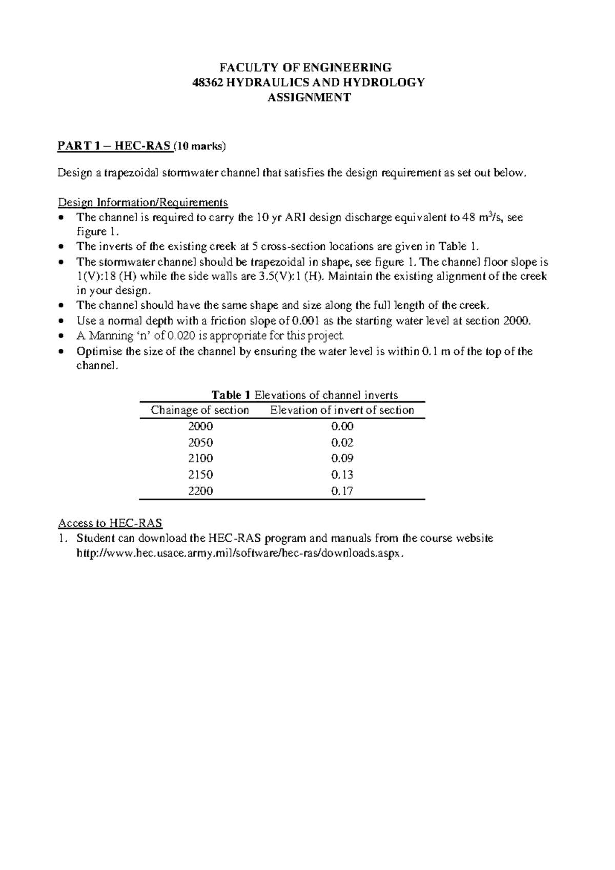 48362 HYDRAULICS AND HYDROLOGY ASSIGNMENT 3 - FACULTY OF ENGINEERING ...