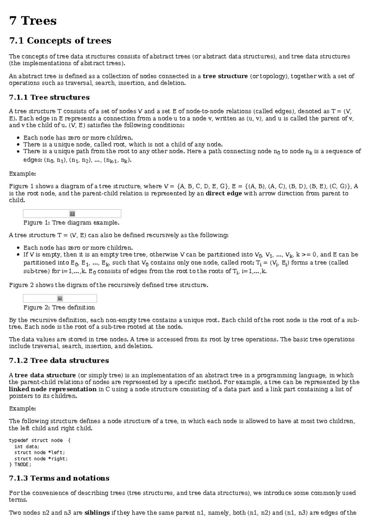 L07 01 - Lecture notes - 7 Trees 7 Concepts of trees The concepts of ...