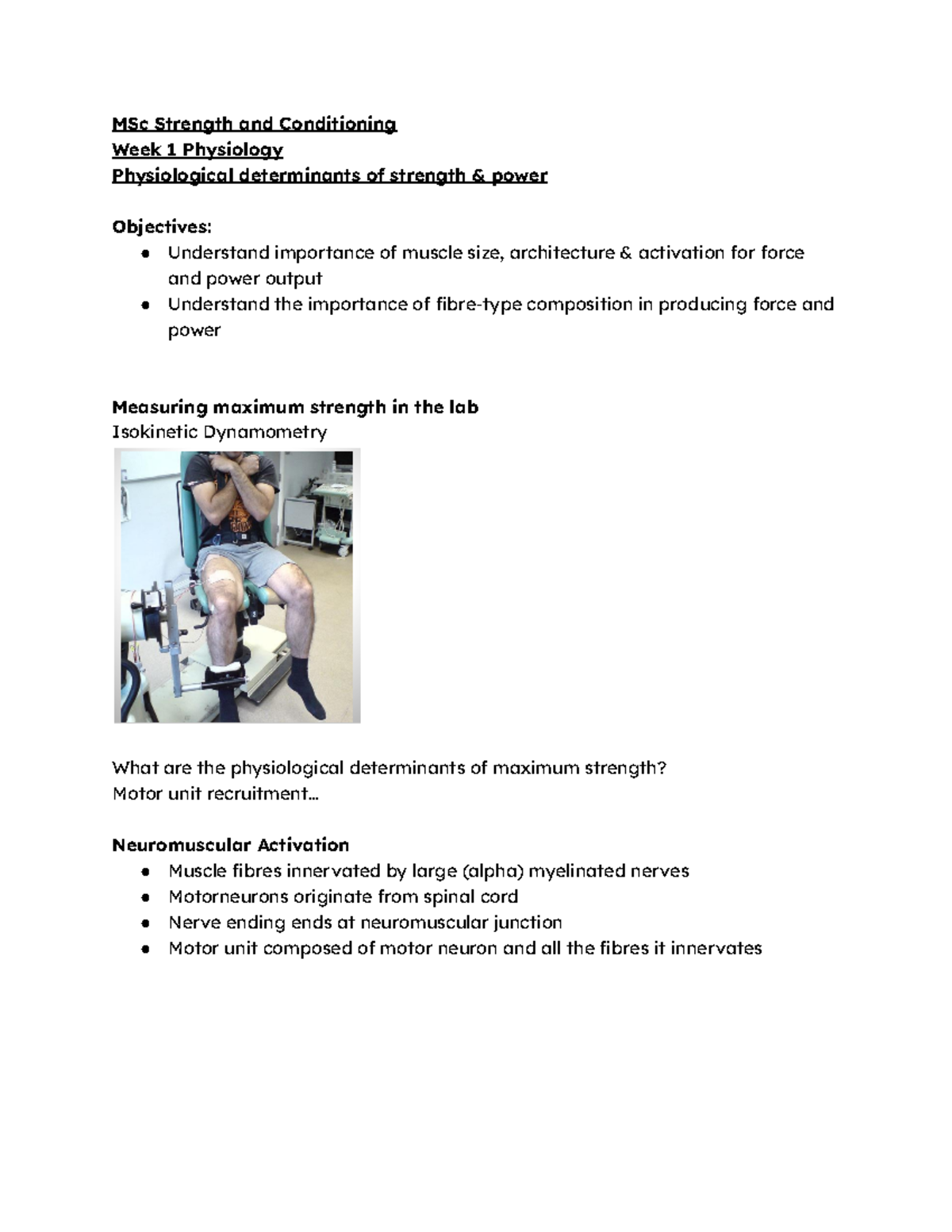 MSc SC Week 1 Physiology - MSc Strength and Conditioning Week 1 ...