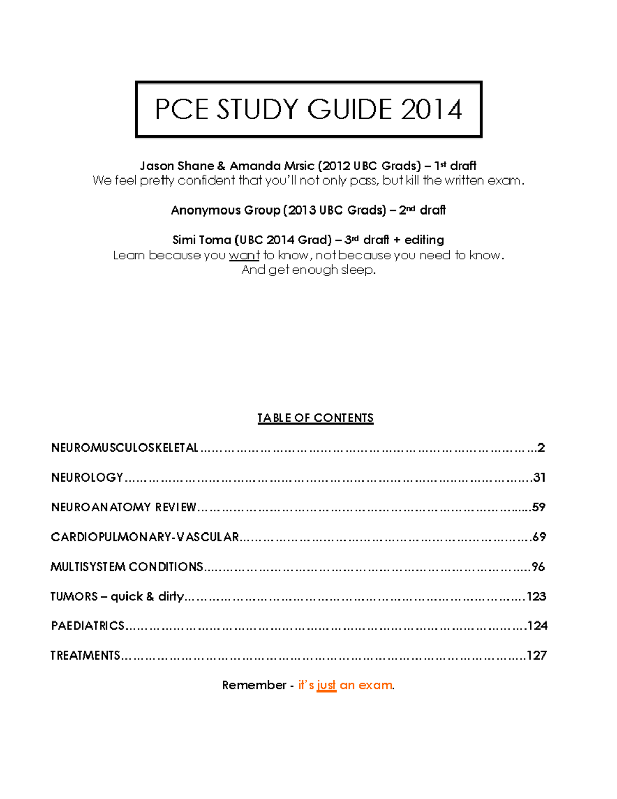 2014 PCE Study Guide - PCE STUDY GUIDE 2014 Jason Shane & Amanda Mrsic ...