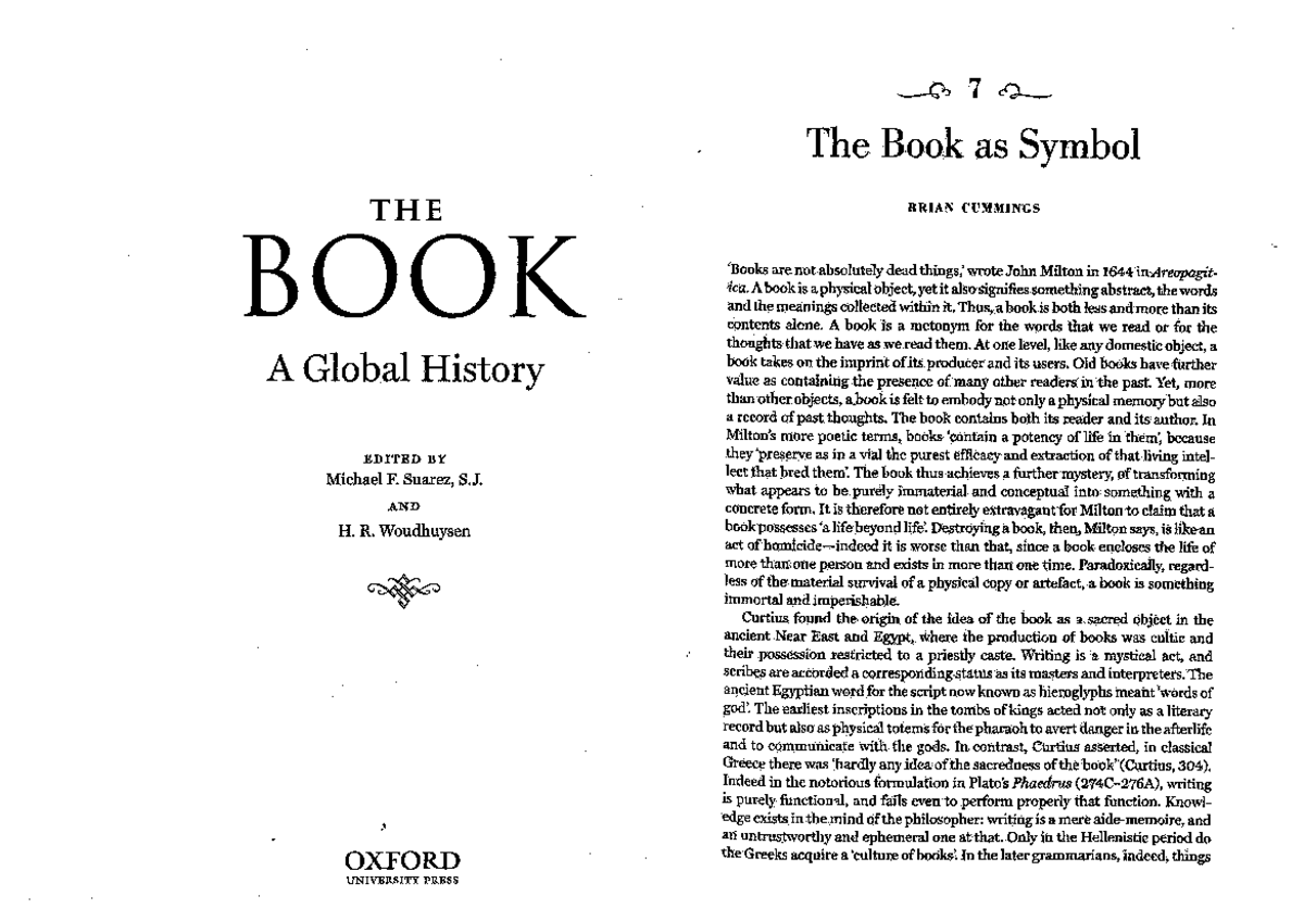 The book as Symbol by Brian Cummings - Contemporary Literature - Studocu