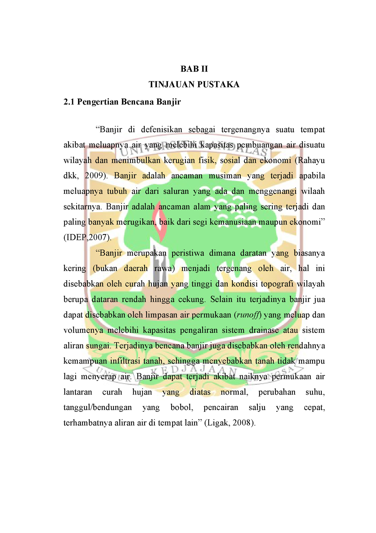 BAB Akhir - Sosial - BAB II TINJAUAN PUSTAKA 2 Pengertian Bencana ...