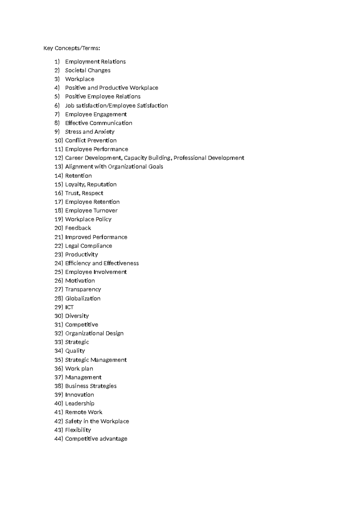 Key Concepts - Terms that important to include in a written report ...