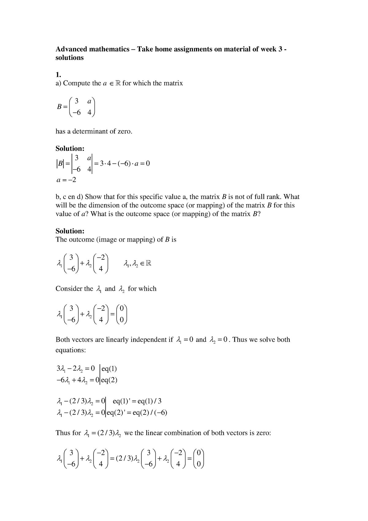 home assignment in mathematics