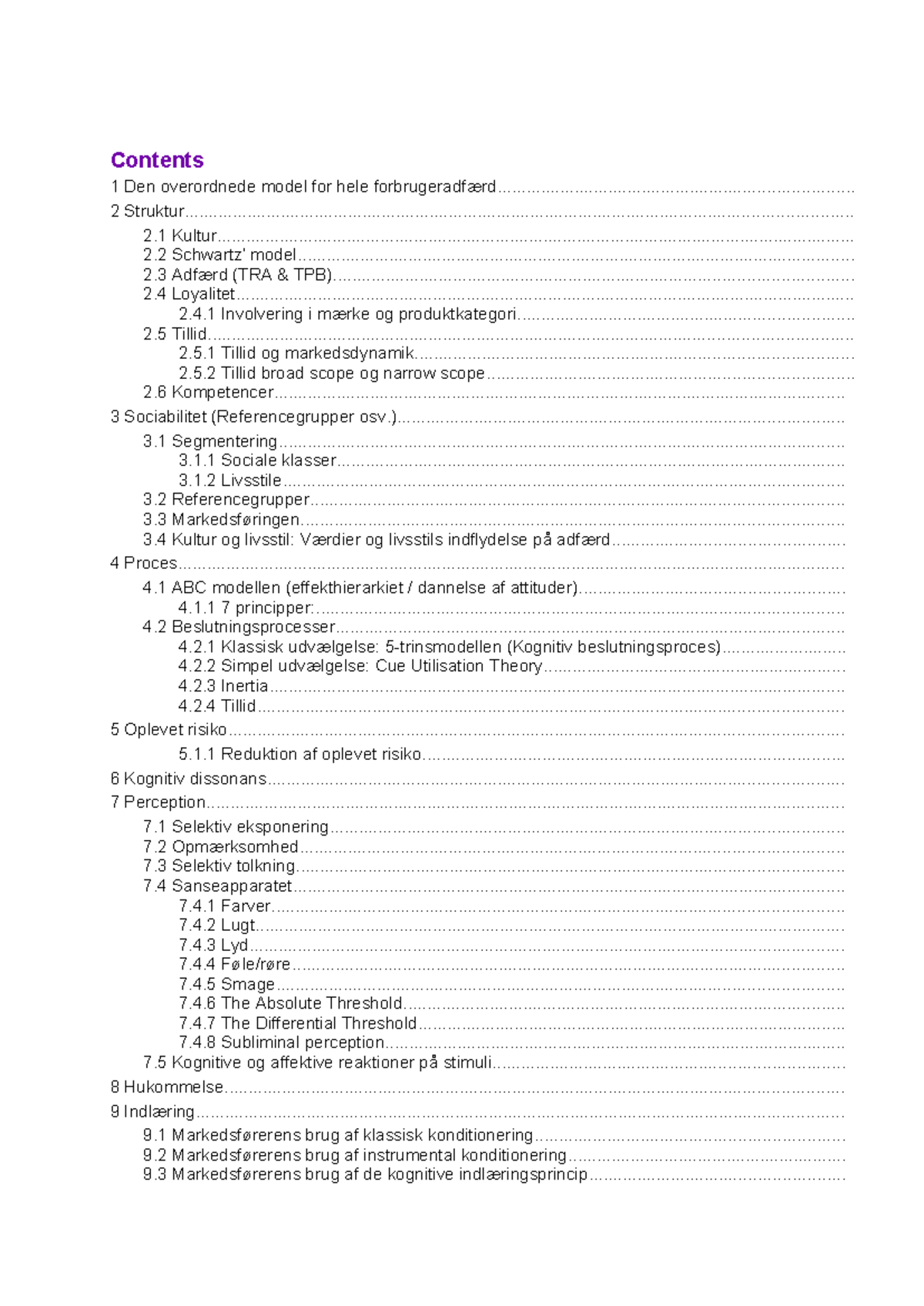 Eksamensnoter - Noter - Contents 1 Den Overordnede Model For Hele - Studocu