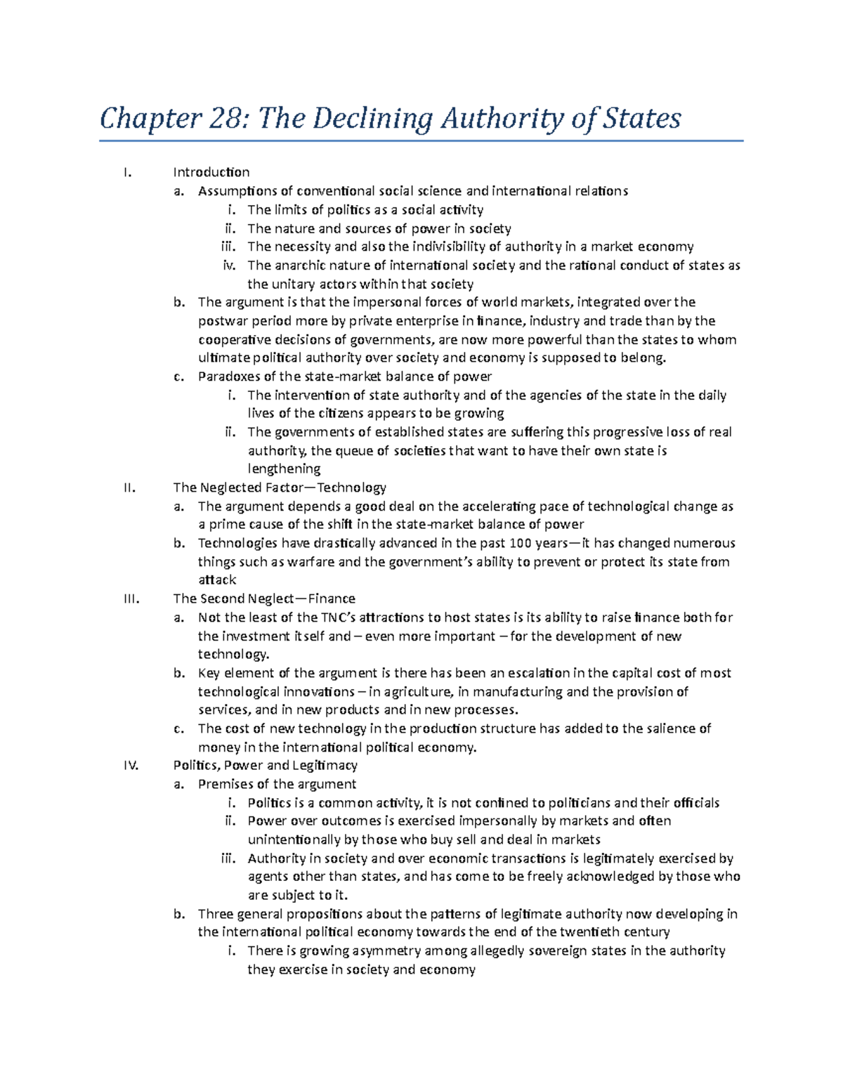 Chapter 28 - Lecture notes 1 - Chapter 28: The Declining Authority of ...