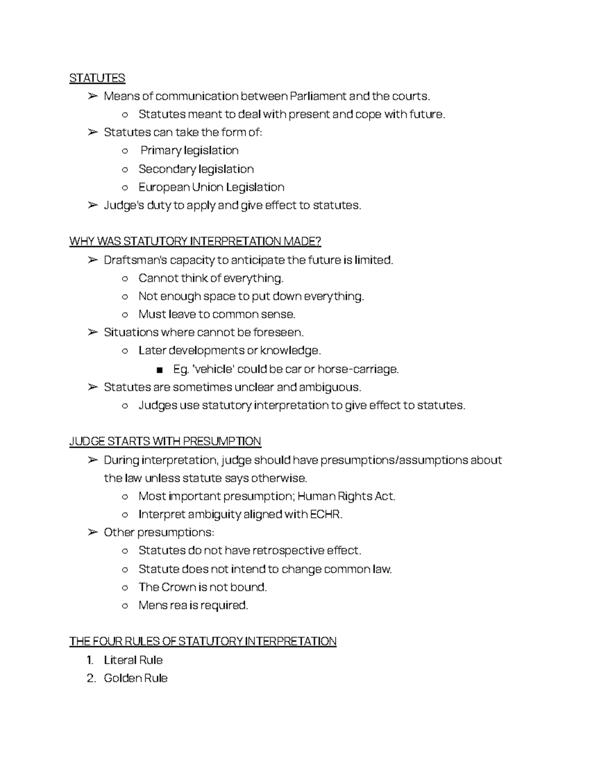 Rules OF Statutory Interpretation - STATUTES Means of communication ...