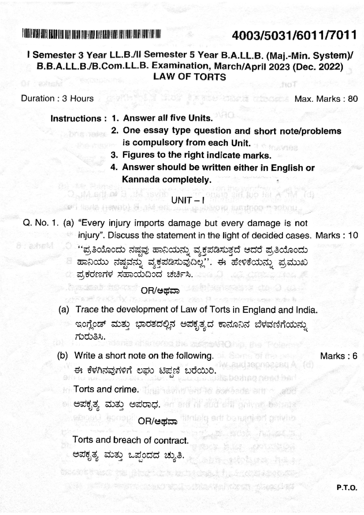 2023 March April Law of Torts - Studocu