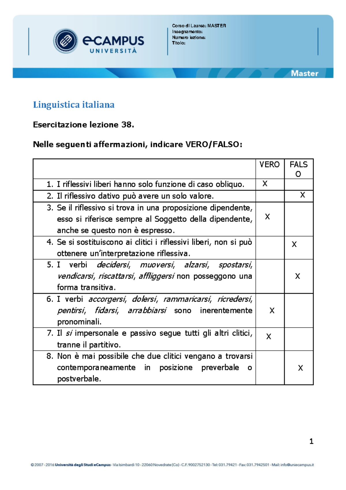 Lezione 38 Esercitazione Linguistica Italiana Prof. Giola - 1 Corso Di ...