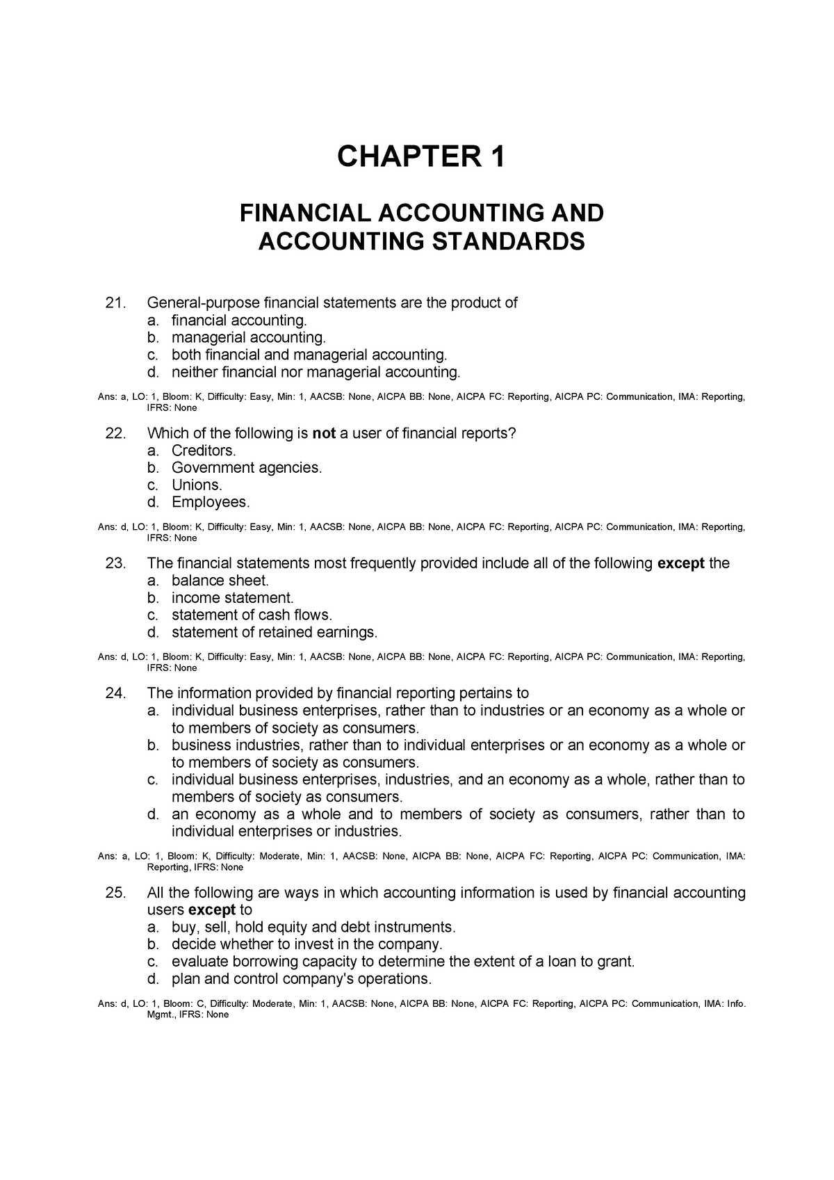 Ch01 - Intermediate Accounting 1 Test Bank - CHAPTER 1 FINANCIAL ...