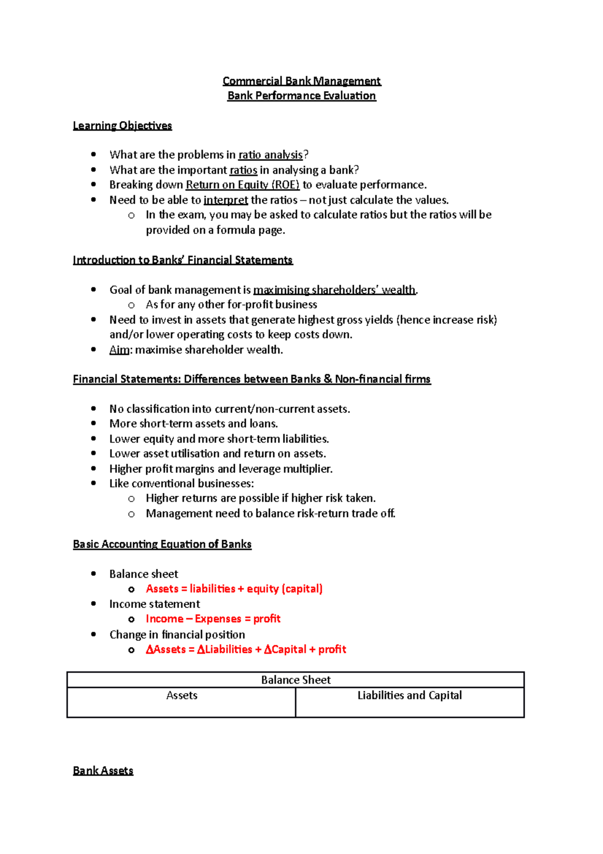 Topic 2 - Bank Performance Evaluation - Commercial Bank Management Bank ...