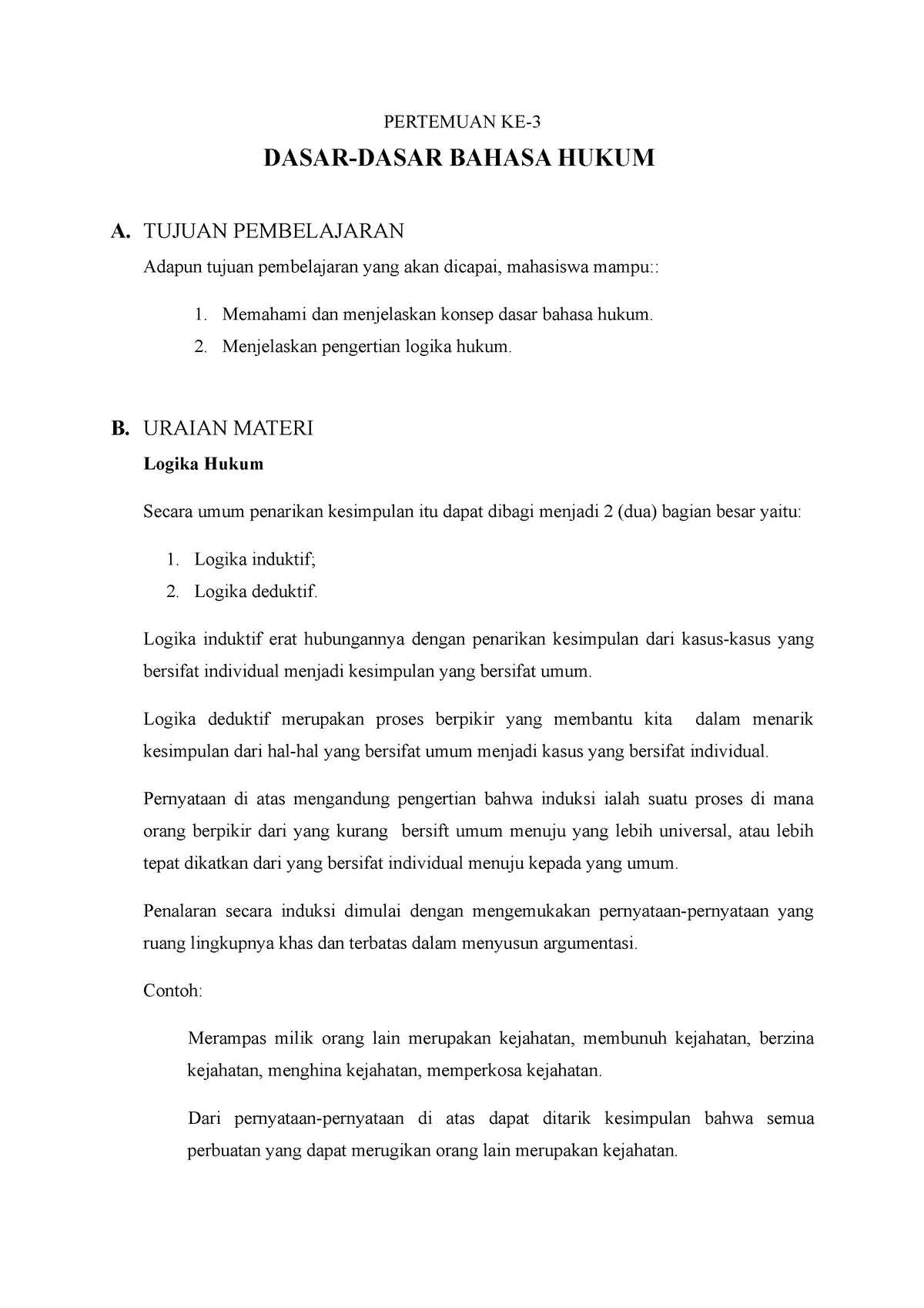 Hukum Pertemuan KE-3 (Dasar-dasar Hukum) - PERTEMUAN KE- DASAR-DASAR ...