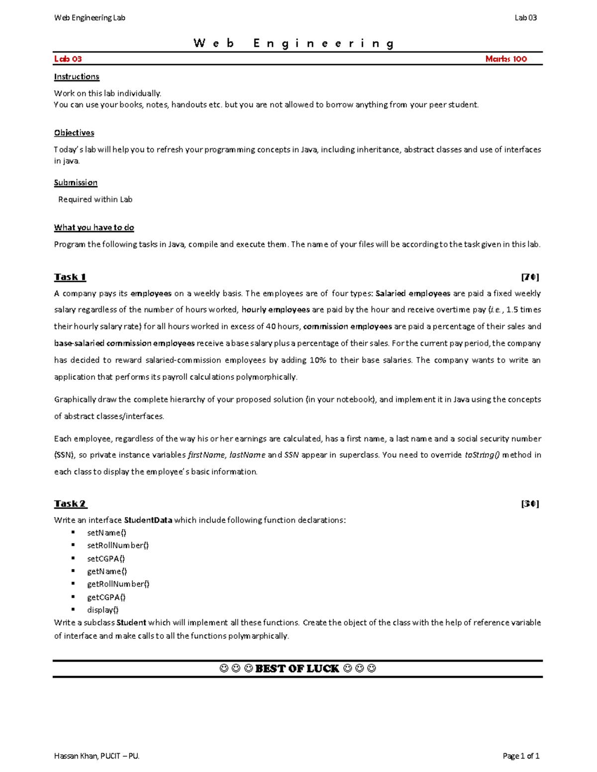 03 Lab - Morning - no description - Web Engineering Lab Lab 03 Hassan ...
