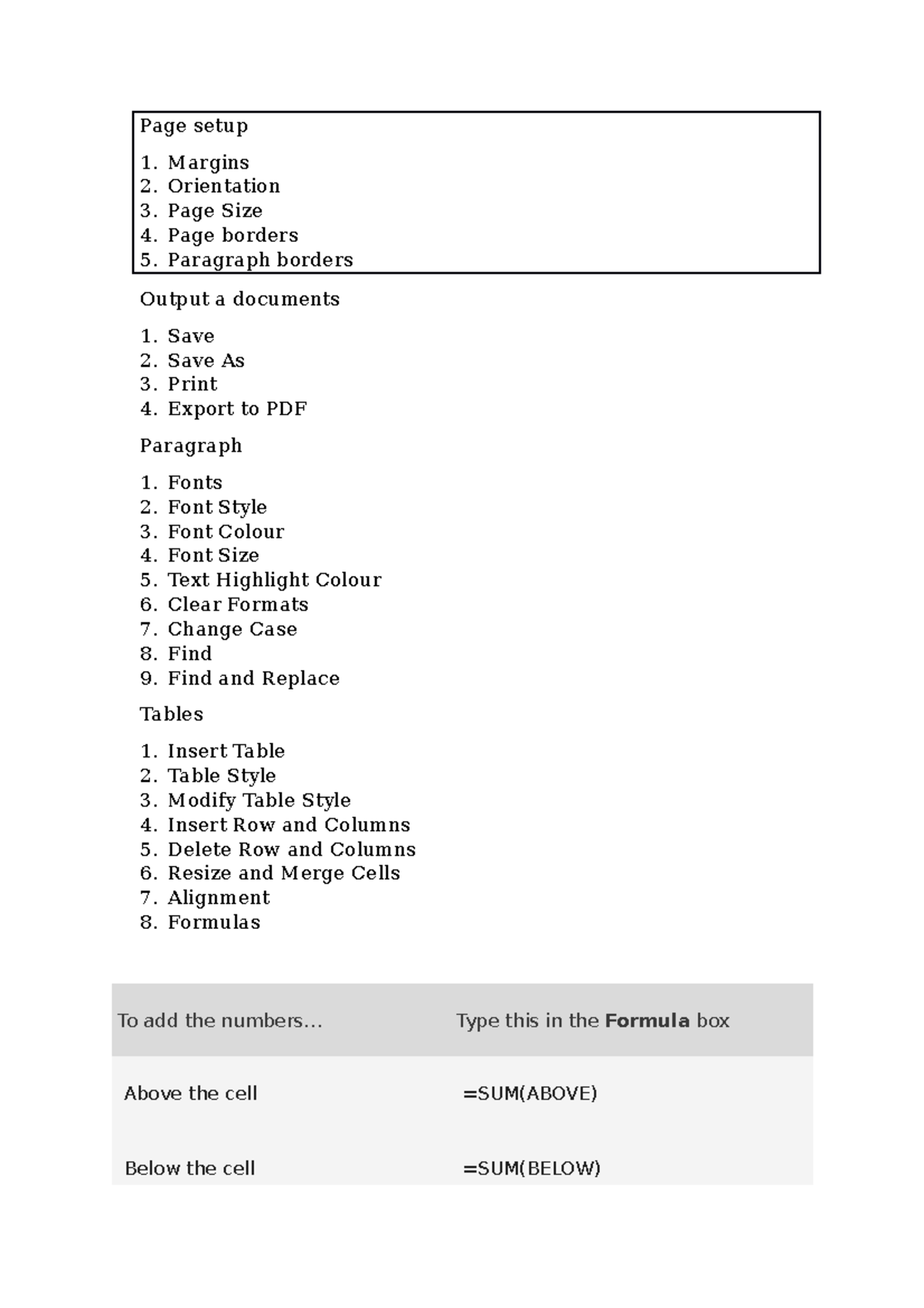 Work - Lab Word - Page setup Margins Orientation Page Size Page borders ...