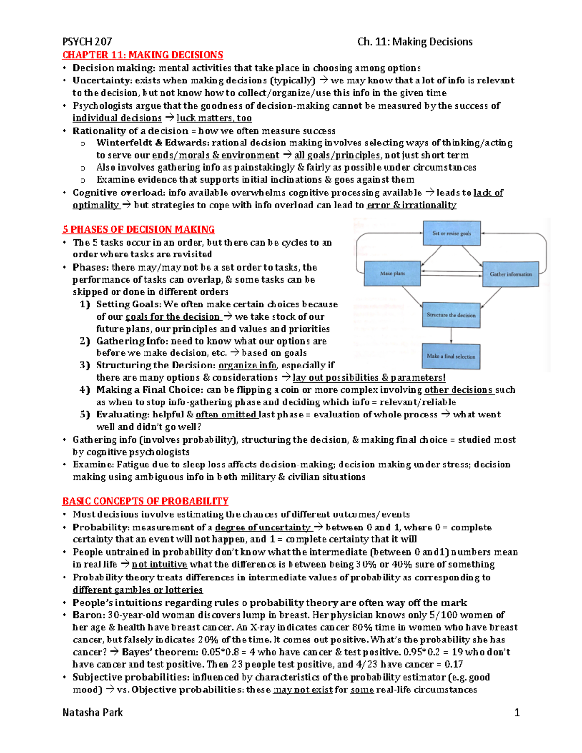 Chapter 11 Making Decisions - PSYCH 207 Ch. 11: Making Decisions ...