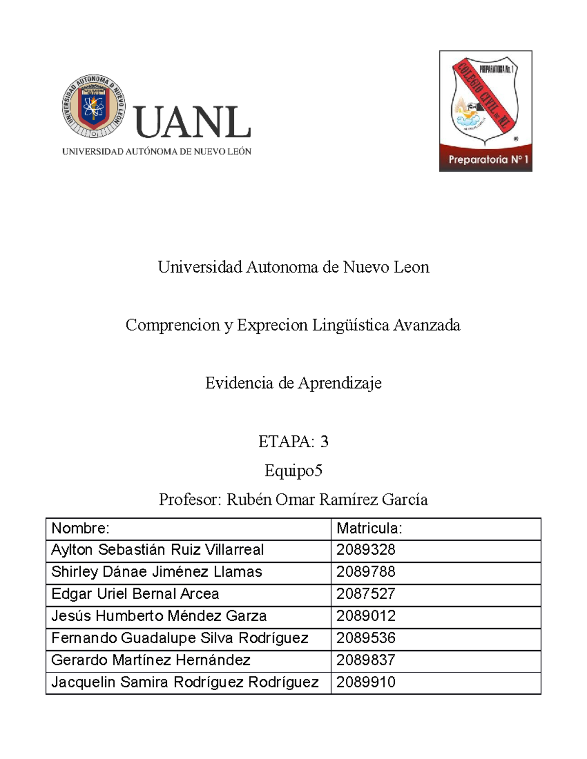 Evidencia de Aprendizaje Esp - Universidad Autonoma de Nuevo Leon ...