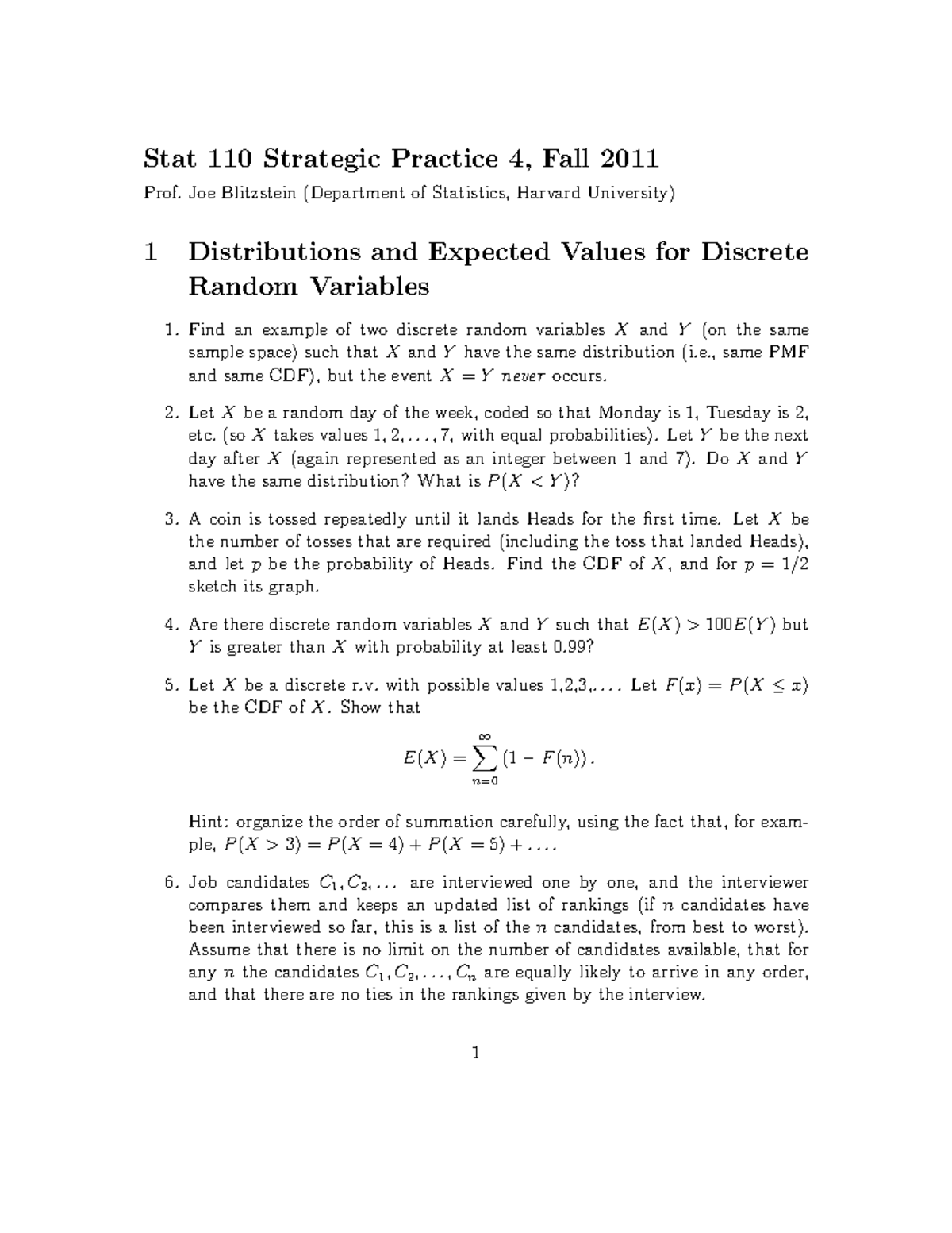 stat 110 homework