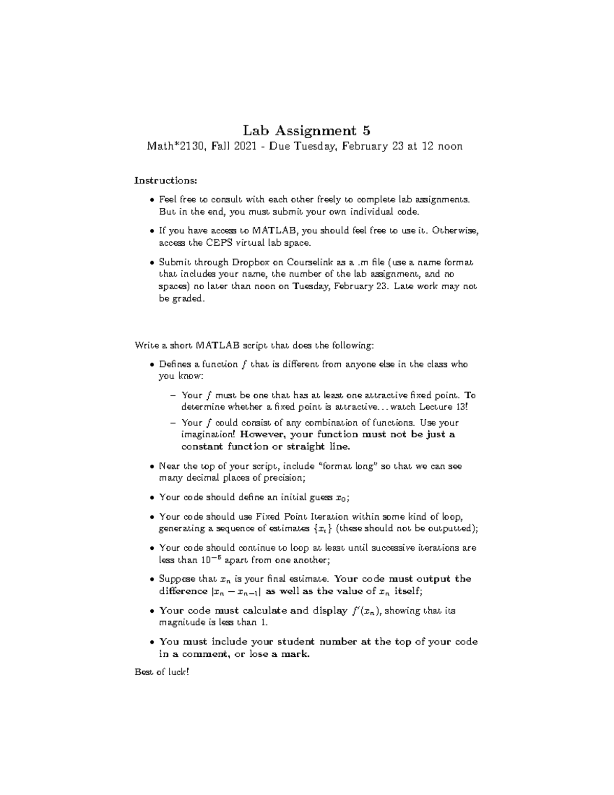Lab Assignment 5 - But in the end, you must submit your own individual ...