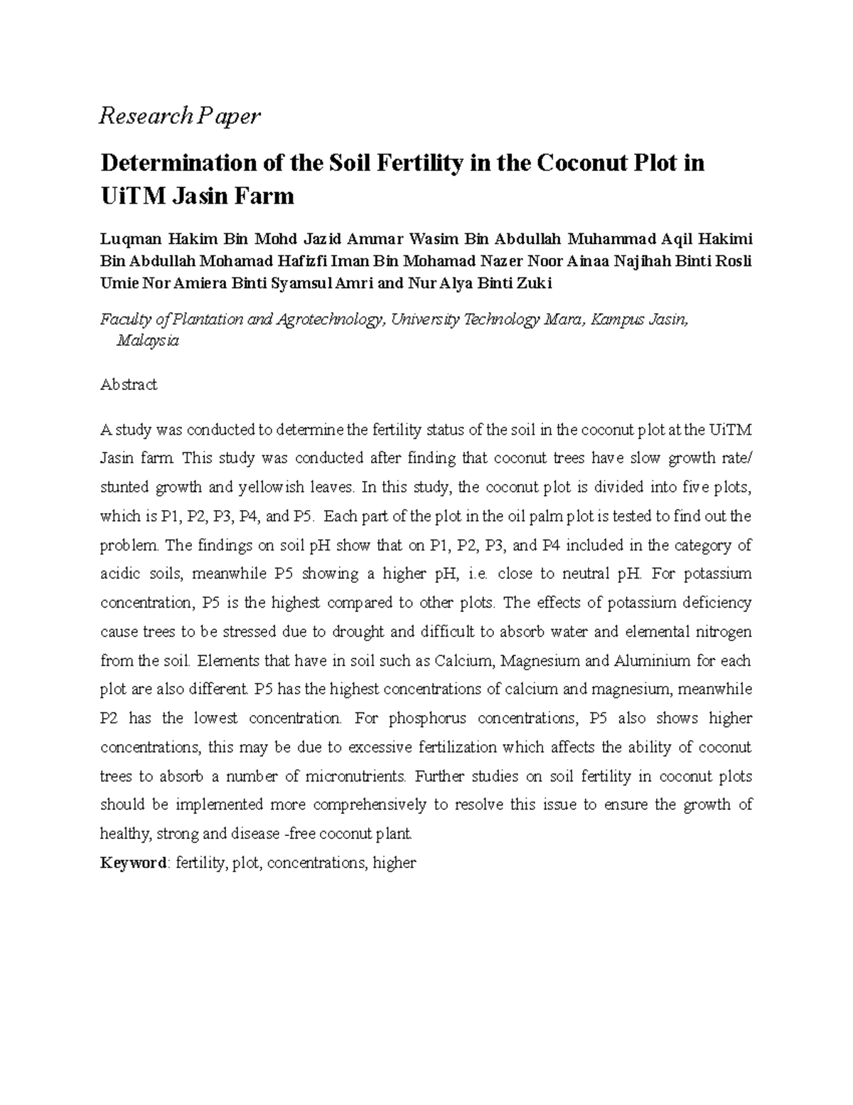 article-review-group-ammar-research-paper-determination-of-the-soil