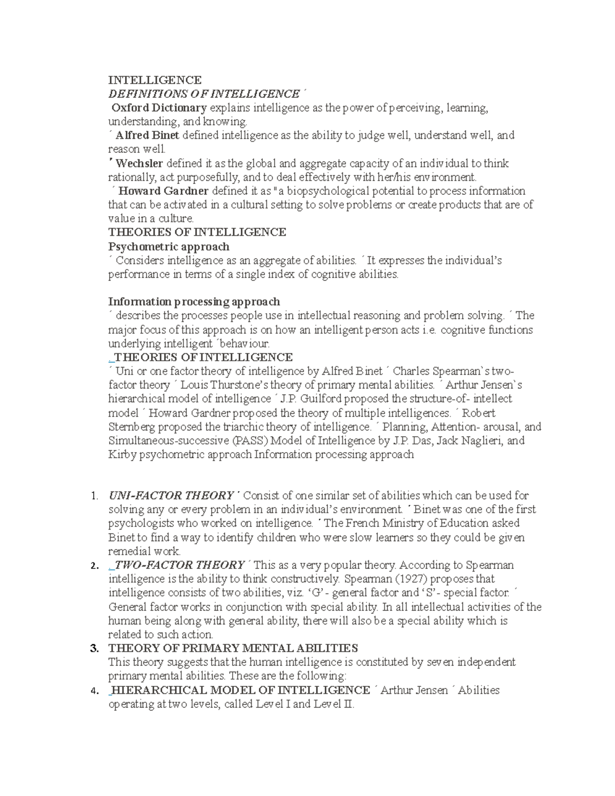 Intelligence personality attributes INTELLIGENCE DEFINITIONS OF