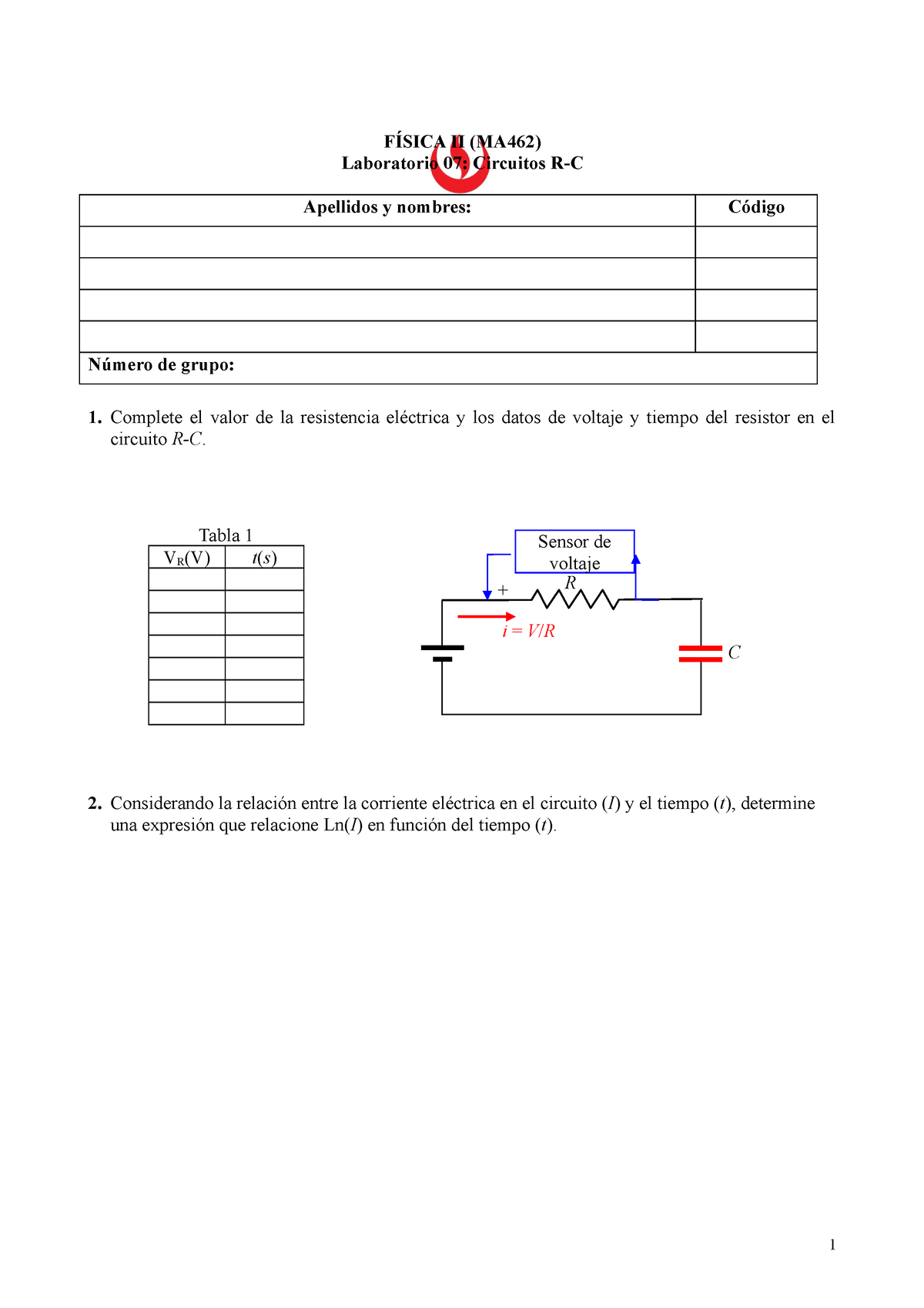 Reporte De Laboratorio 07 De Física II - FÍSICA II (MA462) Laboratorio ...