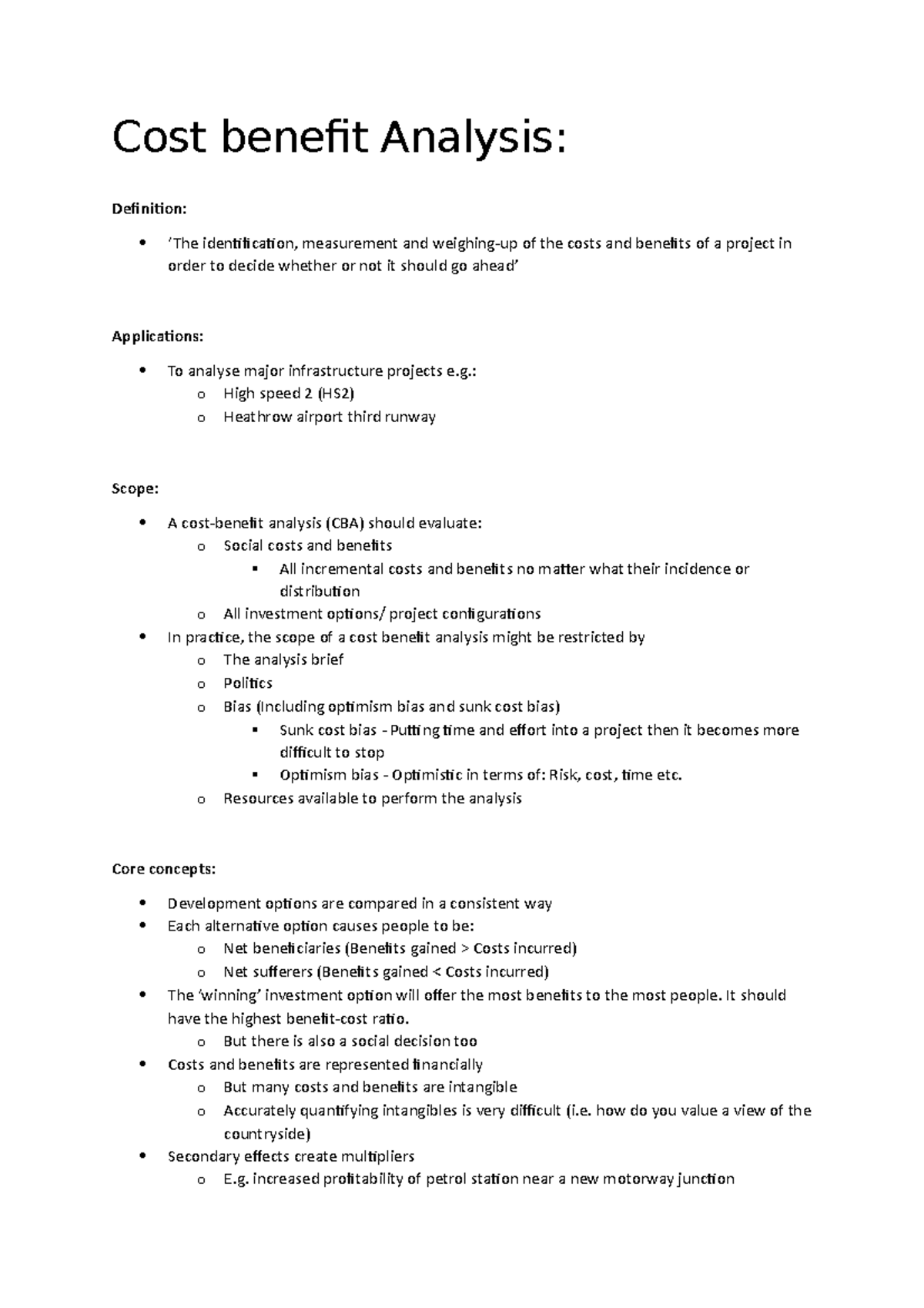 Lecture 4 Cost benefit analysis Cost benefit Analysis Definition