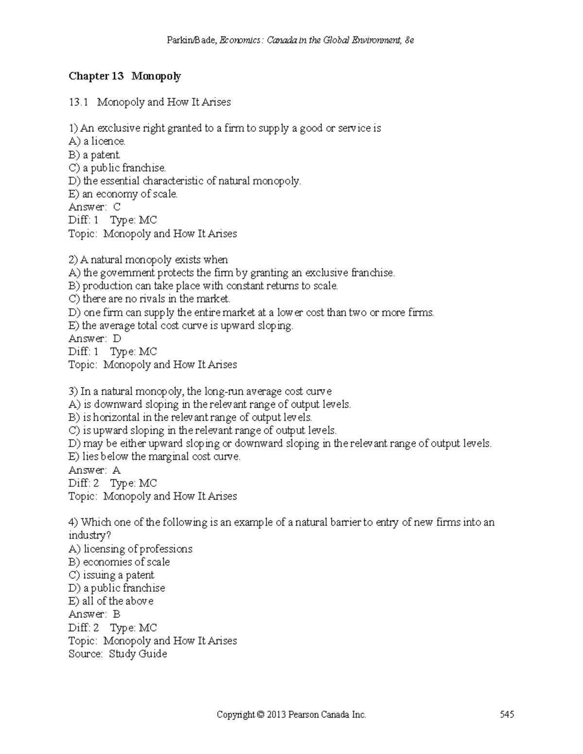 Parkin 8e TIF ch13 - Notes - Chapter 13 Monopoly 13 Monopoly and How It ...