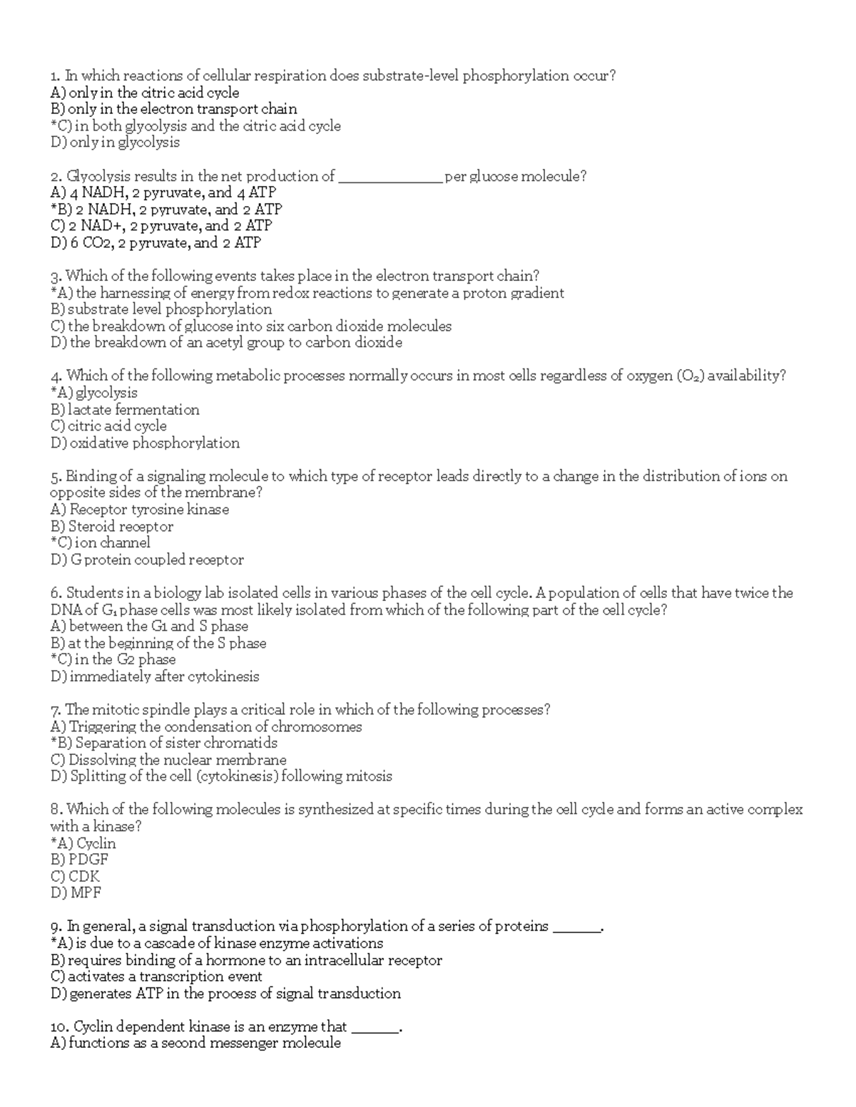 2020 Bio 101 Exam 2 With Answer Key 1 In Which Reactions Of Cellular