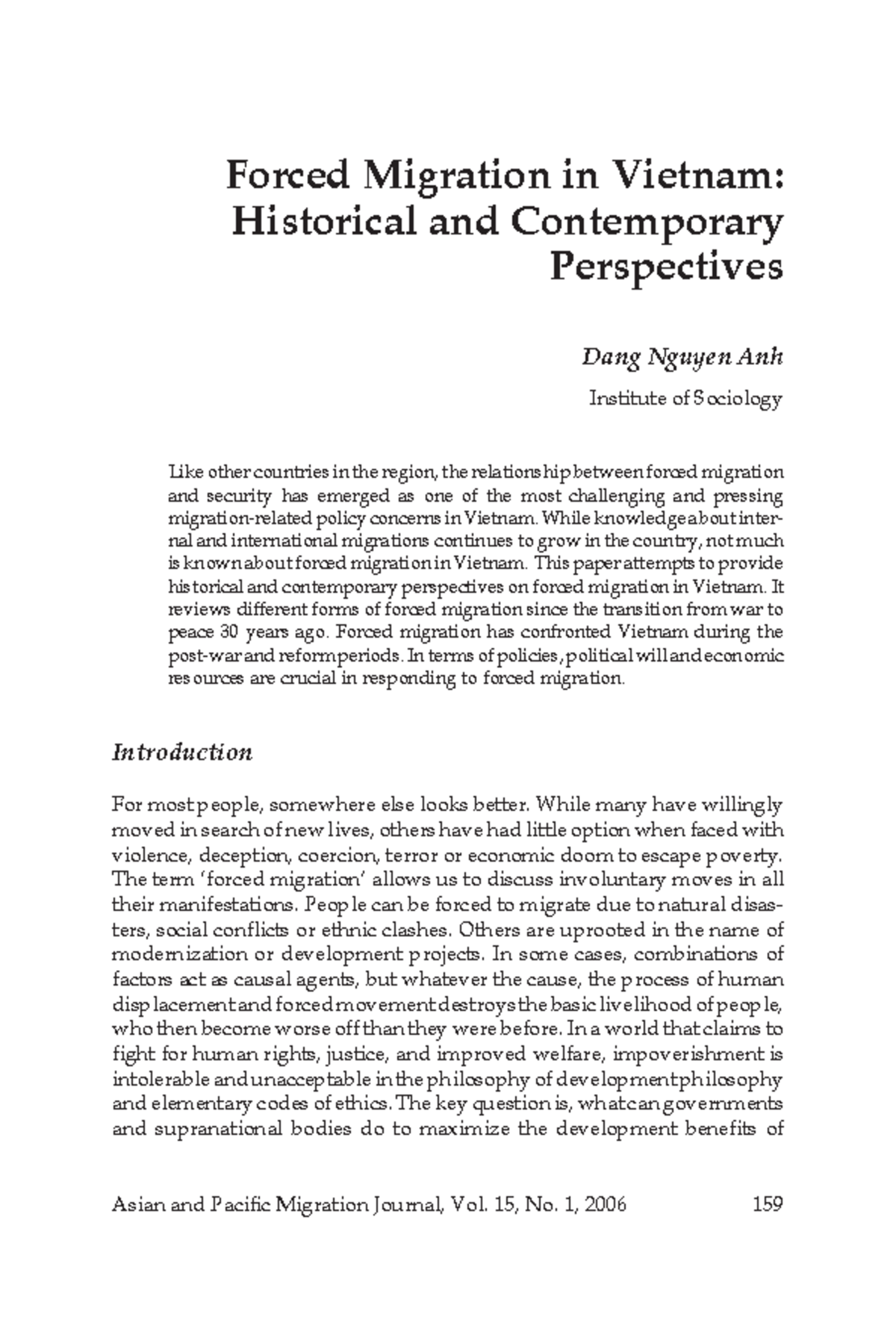 Anh, D. N. (2006 ). Forced migration in Vietnam historical and ...