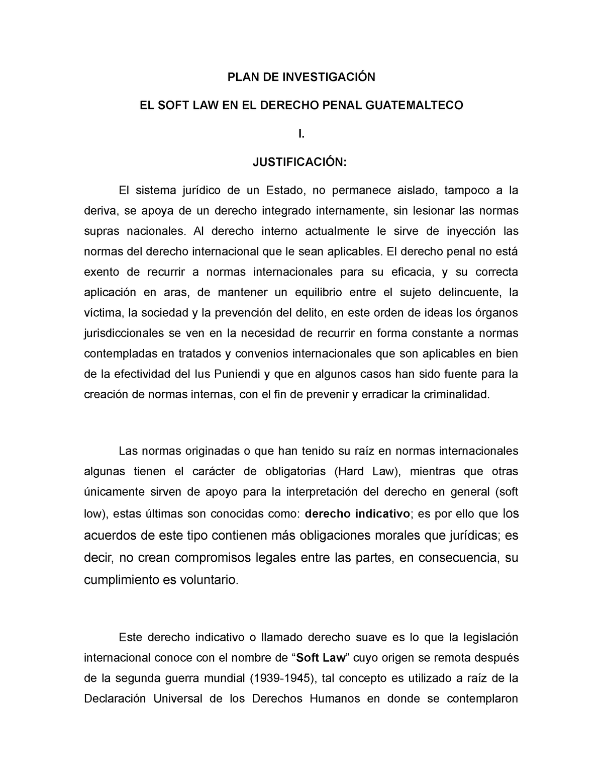 Plan De Investigaci Ã³n 2 - PLAN DE INVESTIGACIÓN EL SOFT LAW EN EL ...