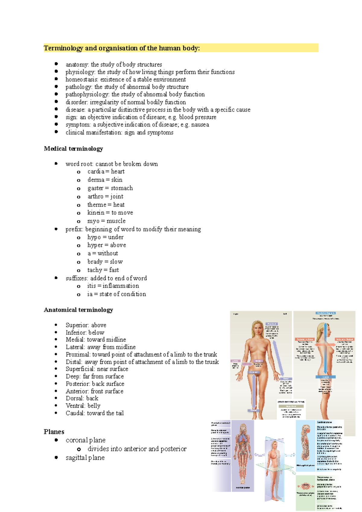 Test 1 notes - all information required for test 1 - Terminology and ...