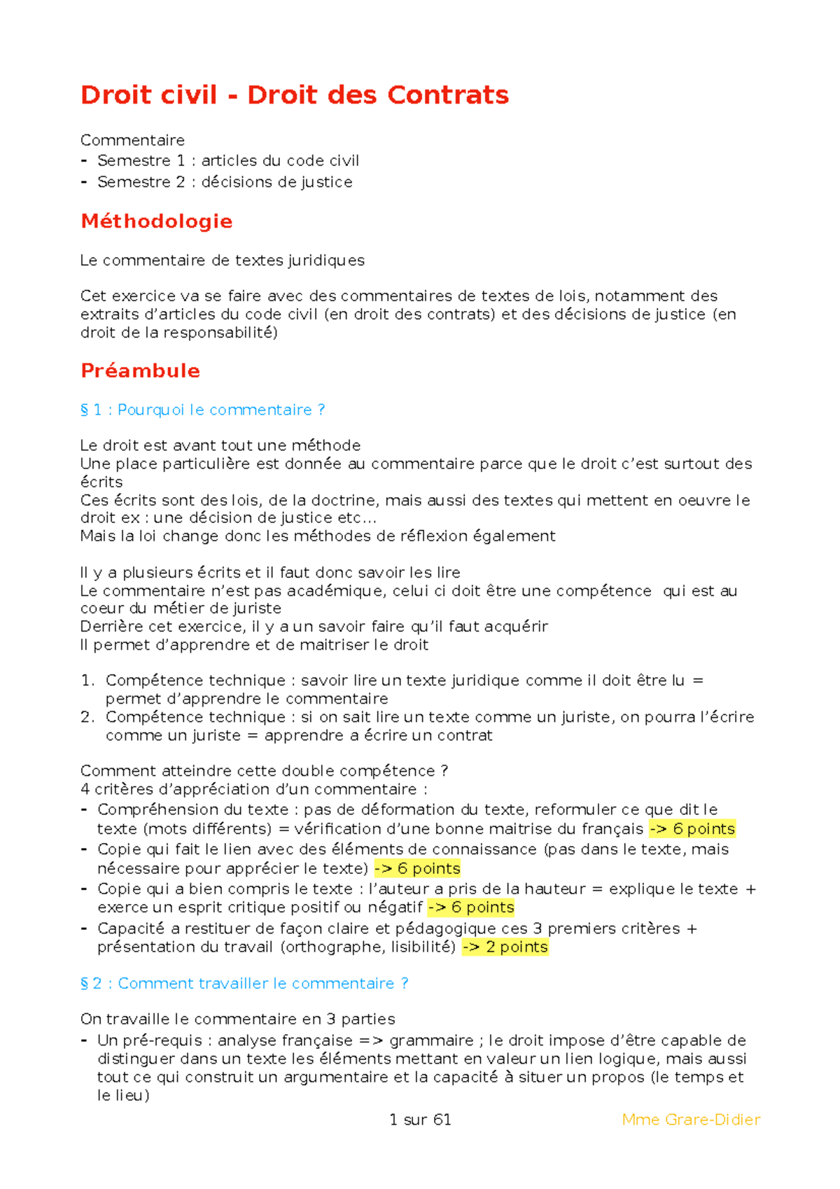 Droit Des Contrats Droit Civil Droit Des Contrats Commentaire Semestre ...