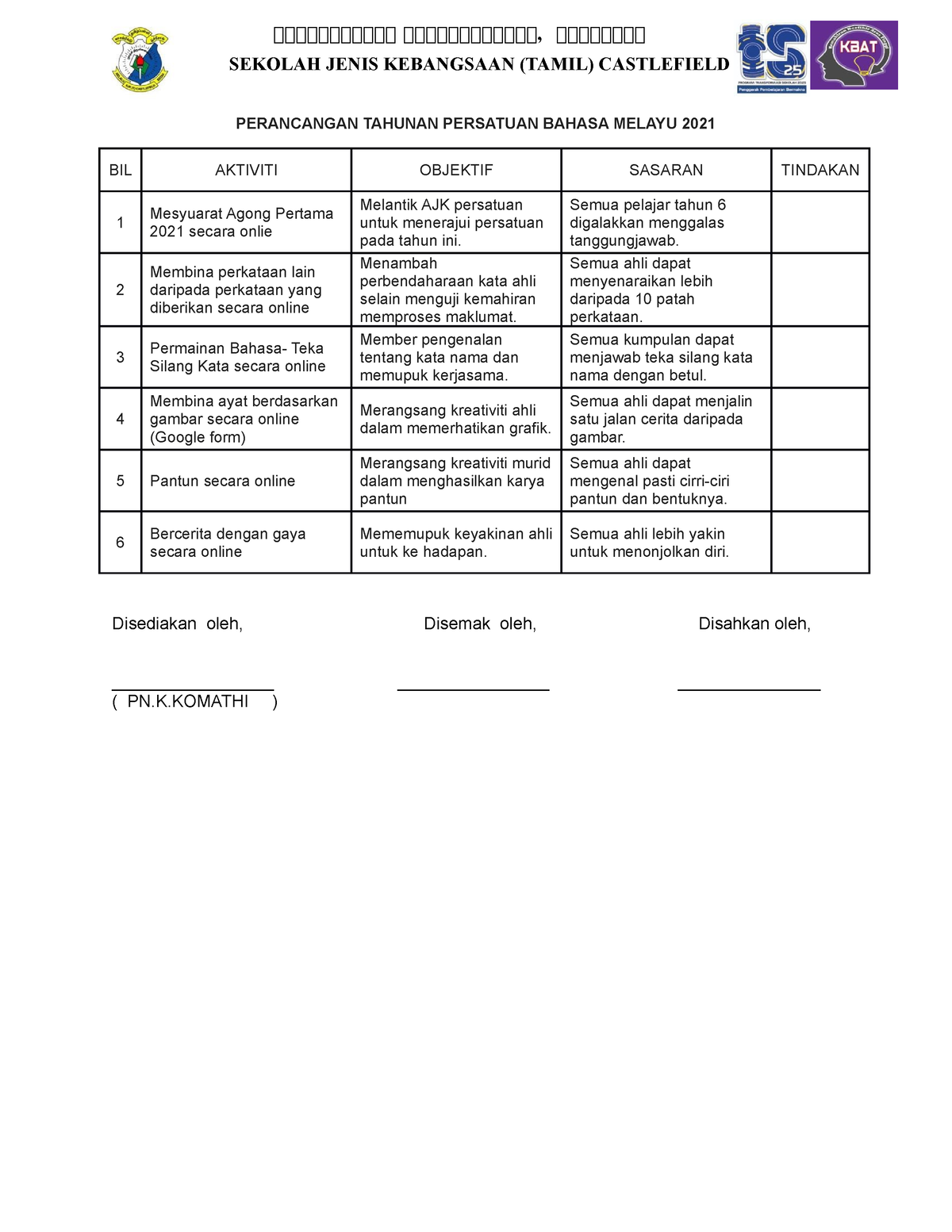 Aktiviti-Tahunan-Persatuan-Bahasa-Melayu-2021. Onlinedocx - ககககககககககக ...