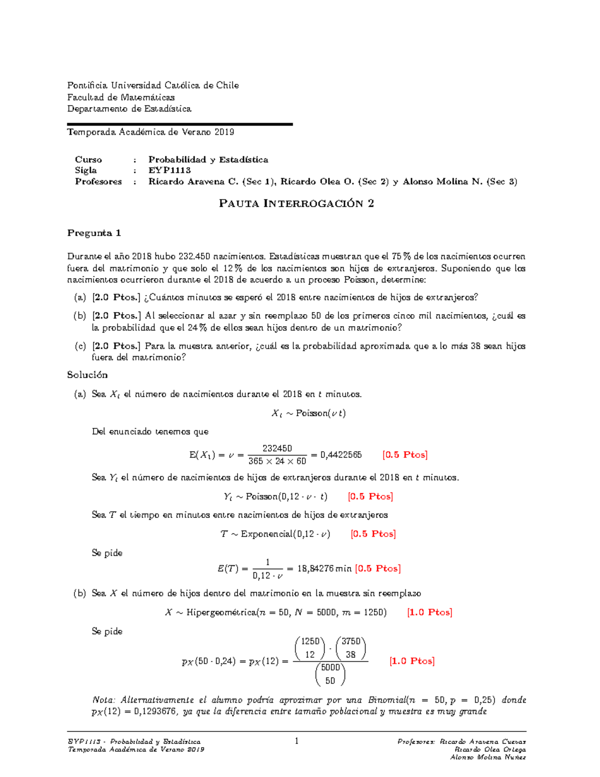 I2 2019 00 Pauta Pontificia Universidad Cat ́olica De Chile