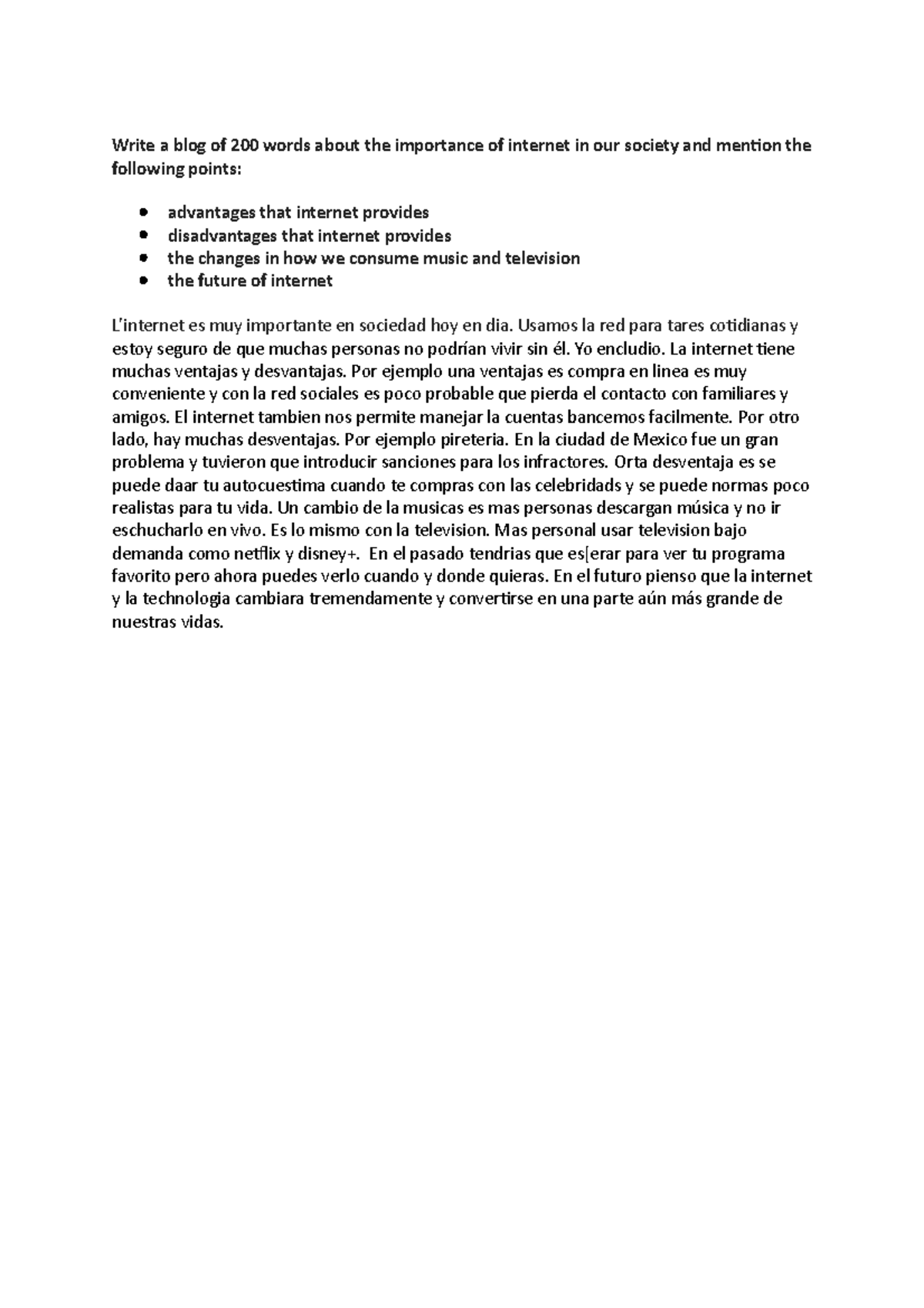 200 Word Blog on the internet - Write a blog of 200 words about the ...