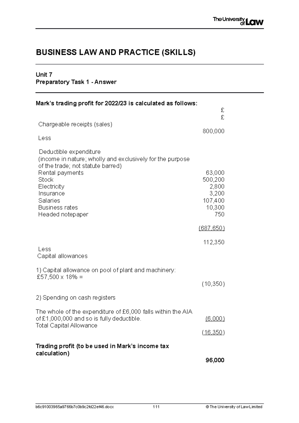 2223 Blp U07 Ce02 Prep Task01 Exemplar - BUSINESS LAW AND PRACTICE ...