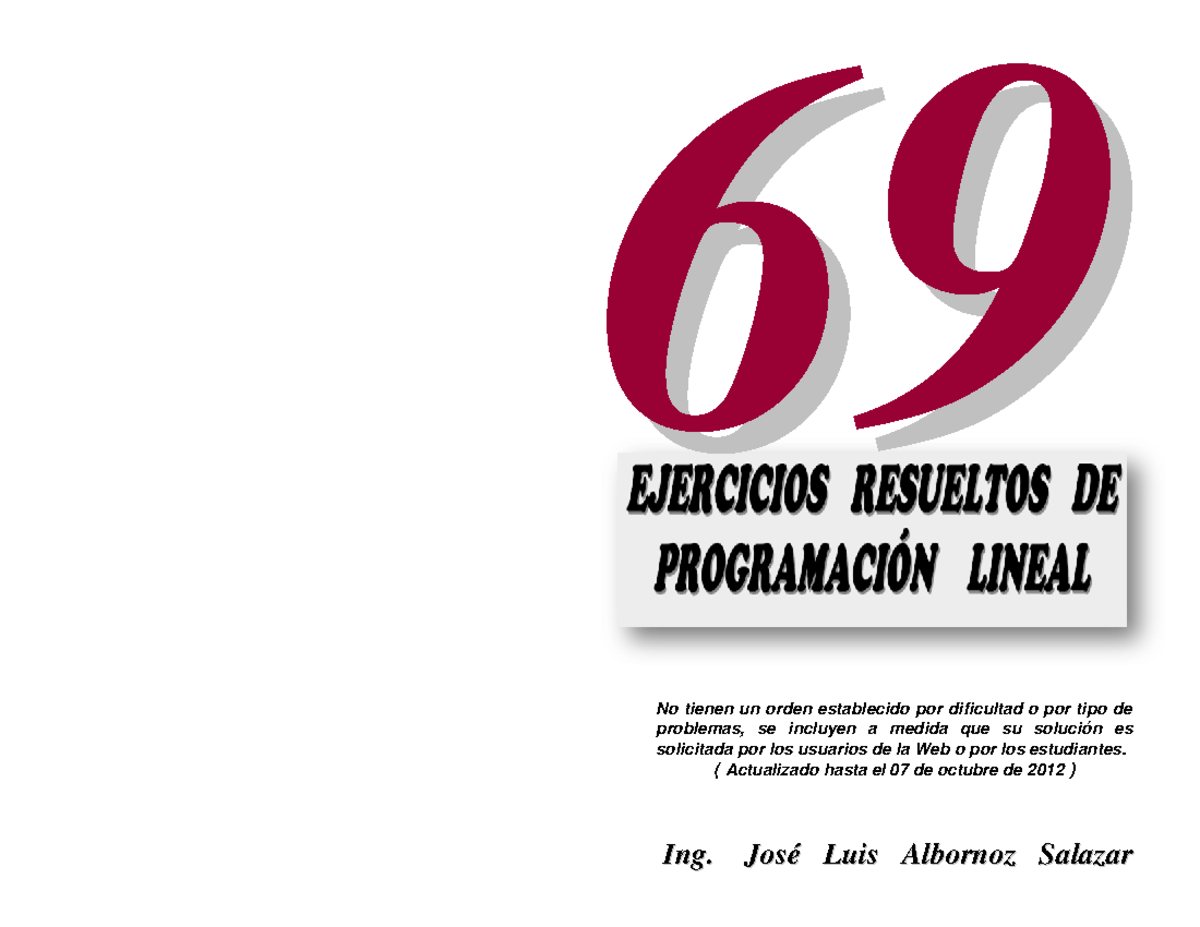 69 Ejercicios Resueltos De Programacion Lineal Pdf