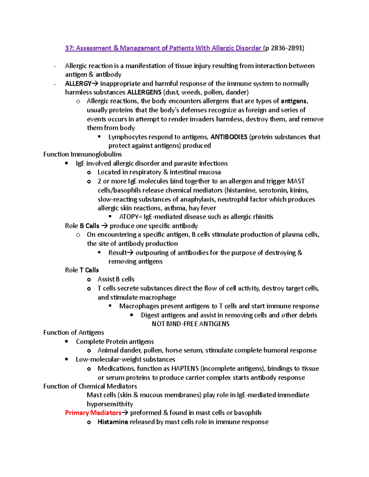 37- Allergic Disorder - 37: Assessment & Management of Patients With ...