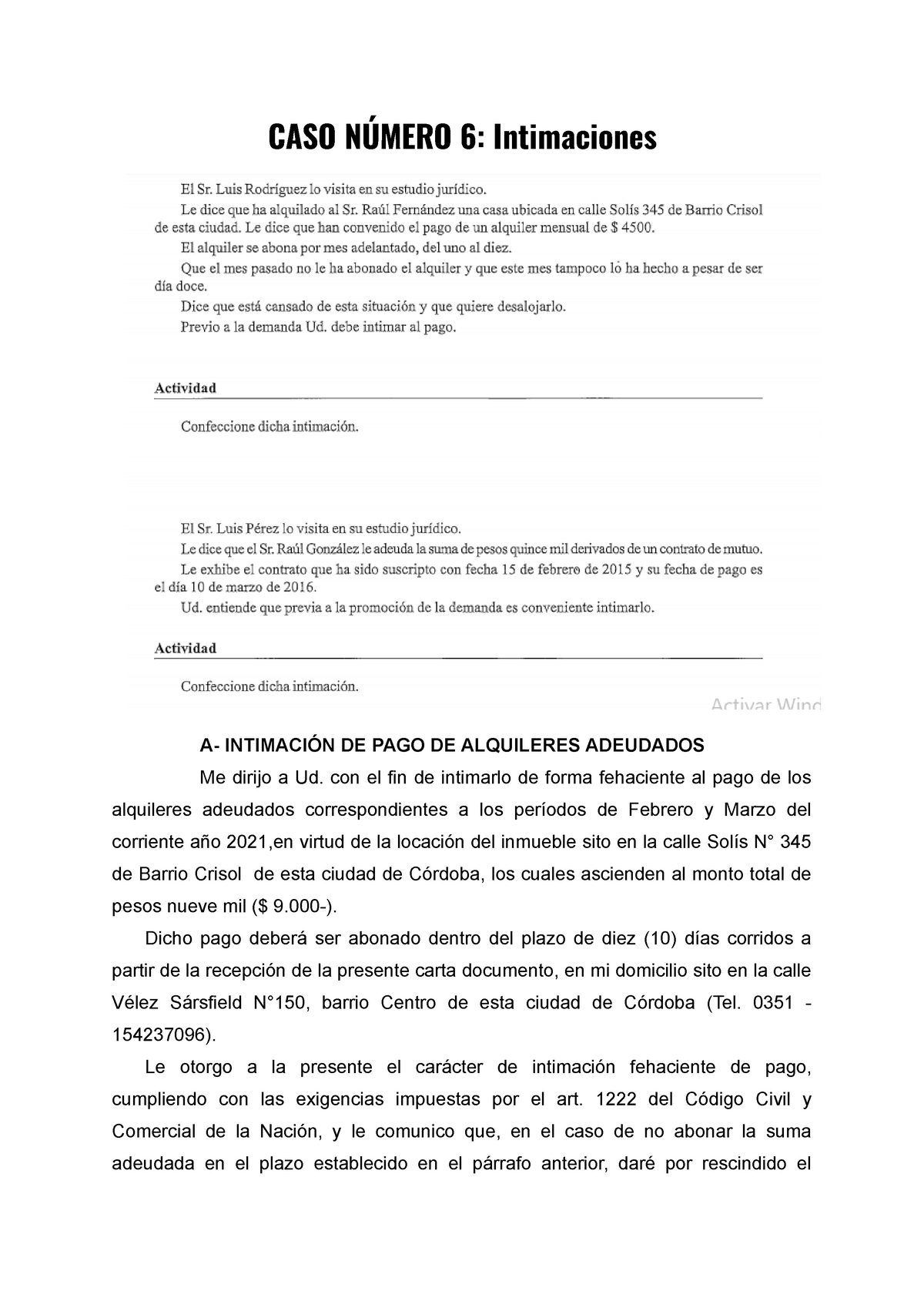 Modelo Carta Documento Intimacion De Pago Factura Arg 3717