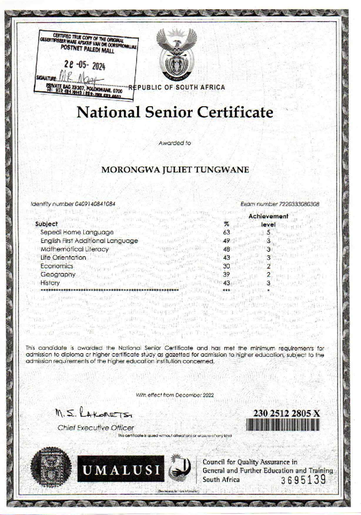 Certificate - help - CERTIFIED GESERTIFISEER OF WARE THE ORIGINAL ...