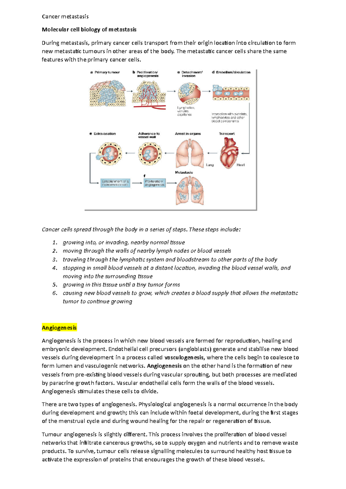 Cancer metastasis - Lecture notes 3 - Cancer metastasis Molecular cell ...
