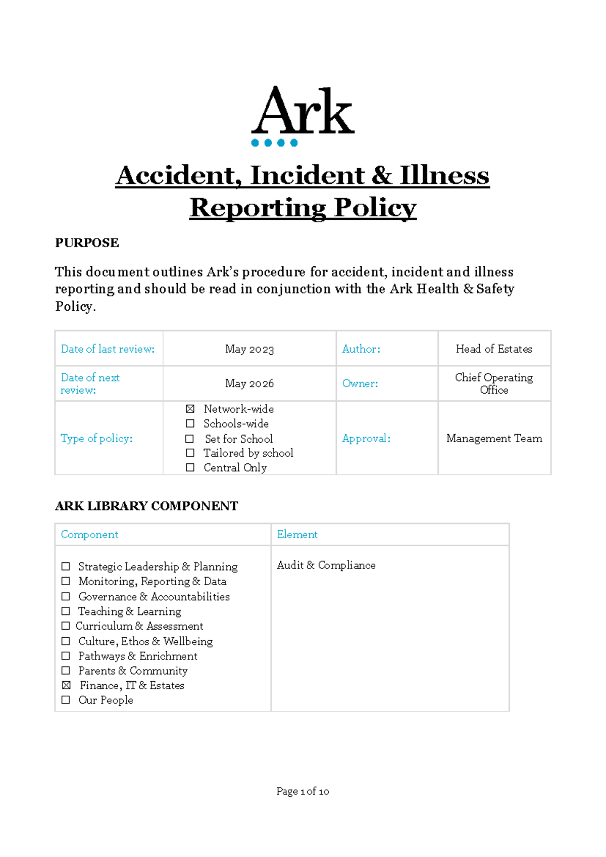 Accident, Incident & Illness Reporting Policy - May 2023-2026 ...