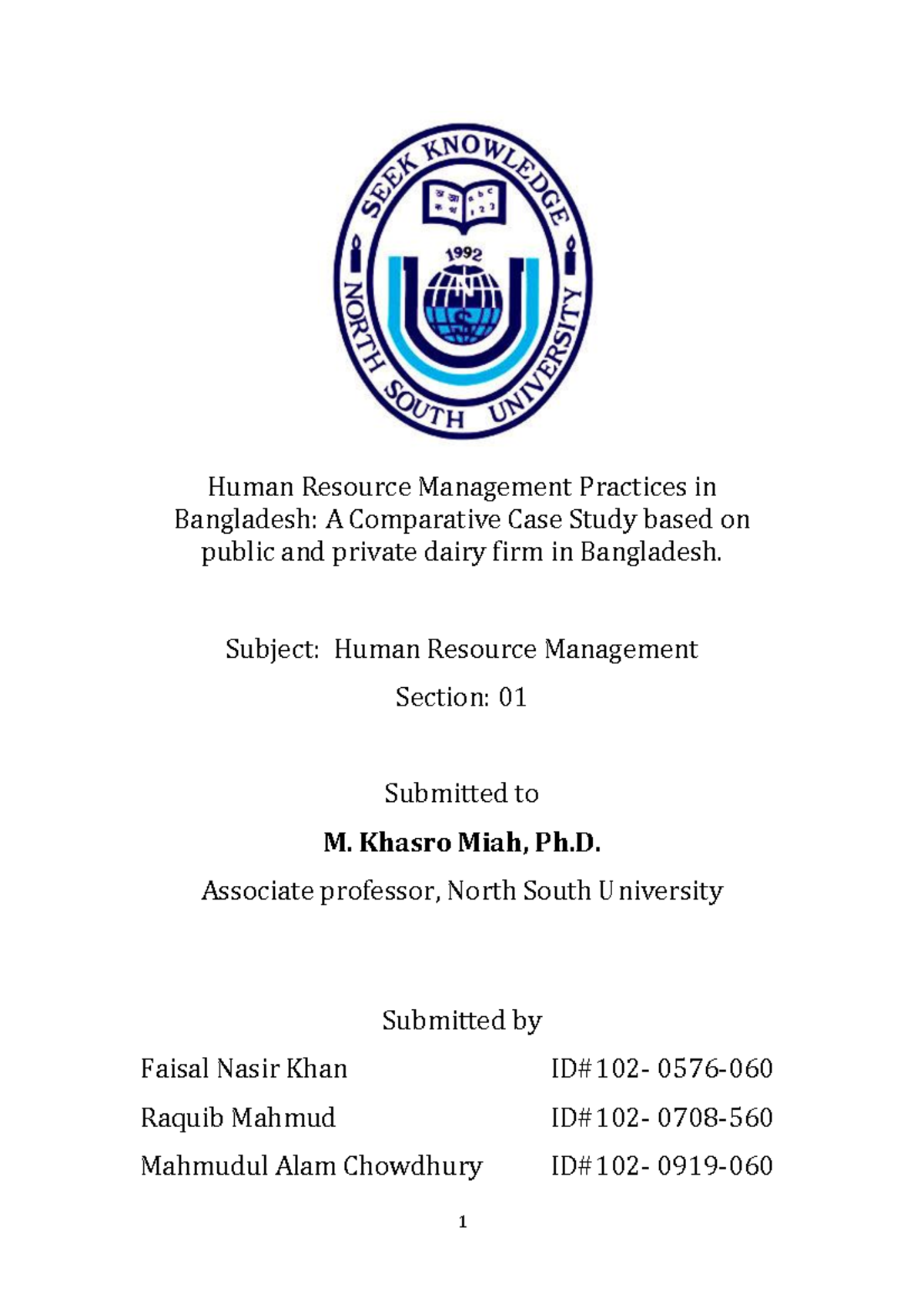 Human resource management project - Human Resource Management Practices ...