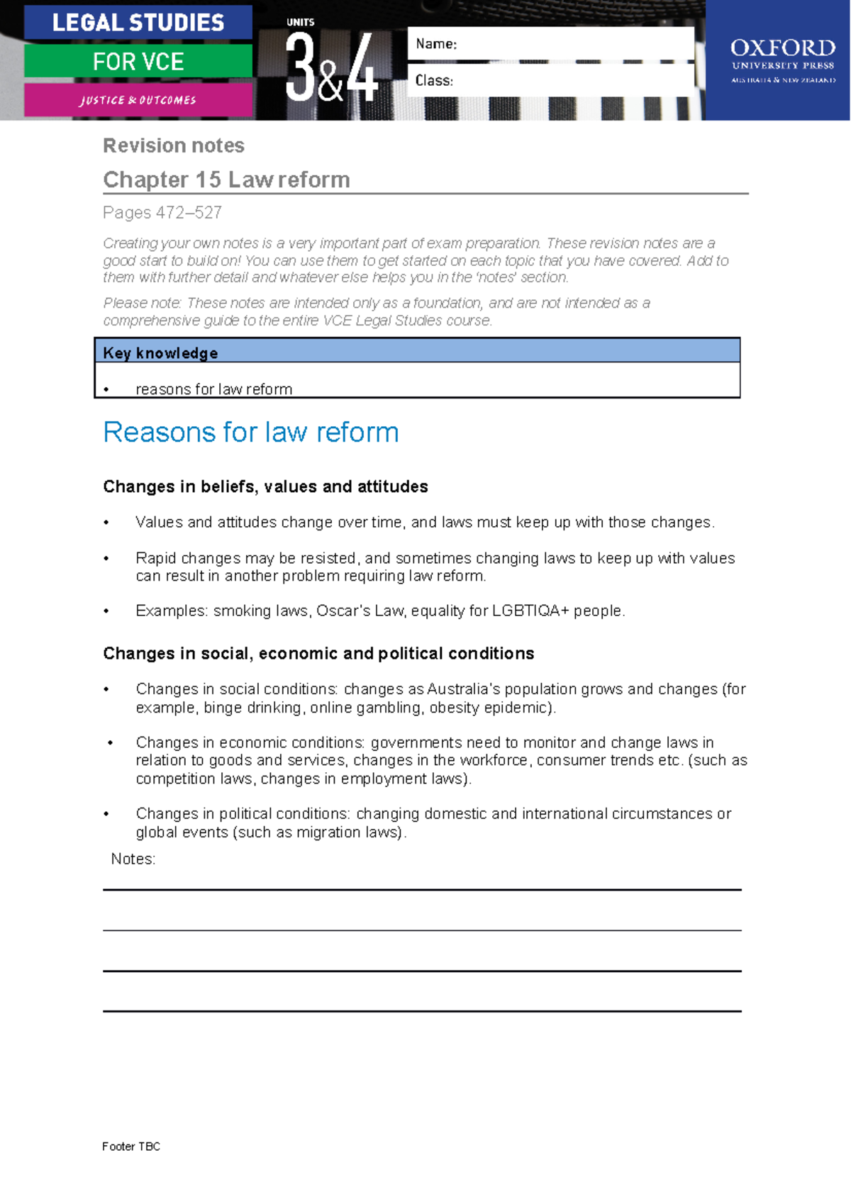Legal 34 Chapter 15 Revision notes - Revision notes Chapter 15 Law ...