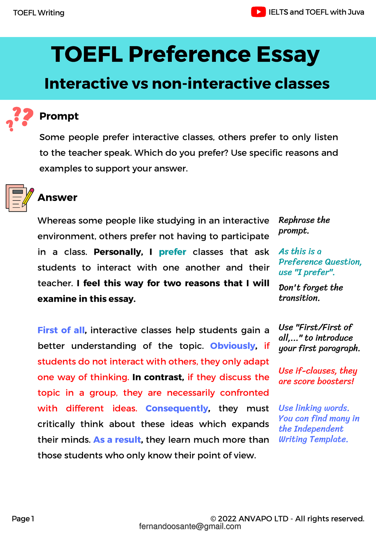 toefl preference essay