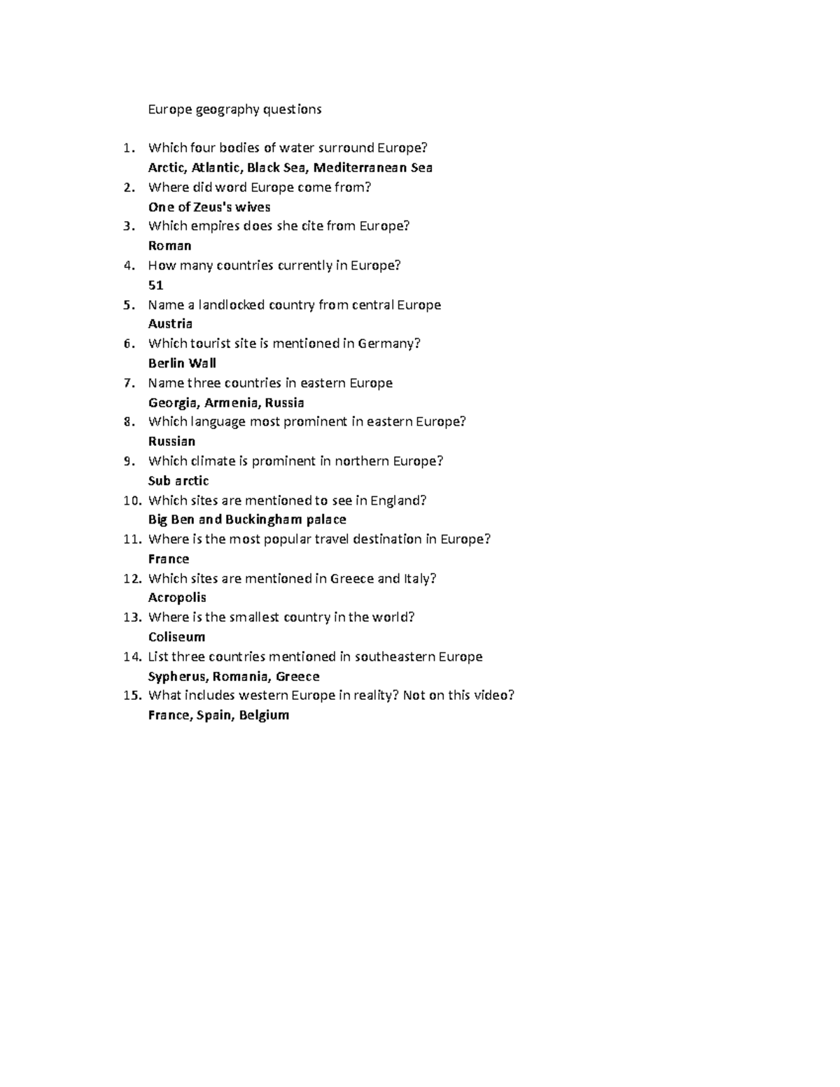 Europe geography questions 2docx Europe geography questions Which