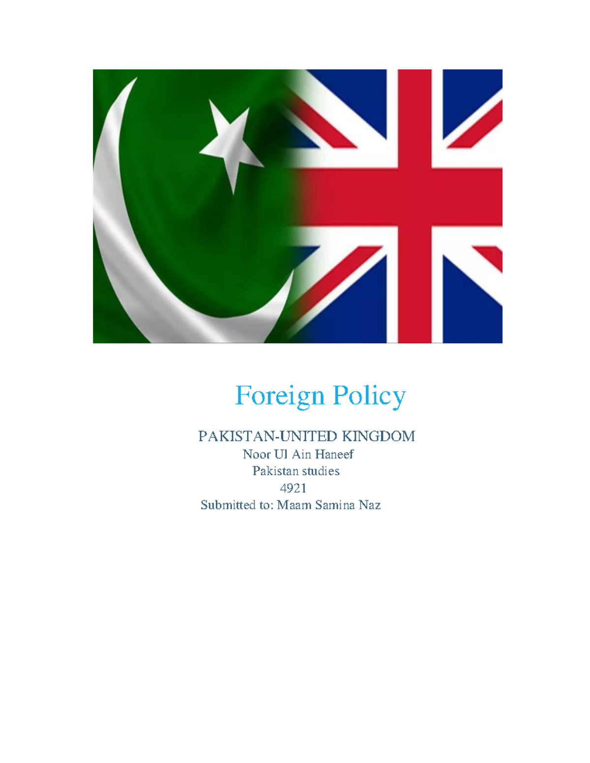 noor-ul-ain-foreign-policy-of-uk-and-pakistan-studocu