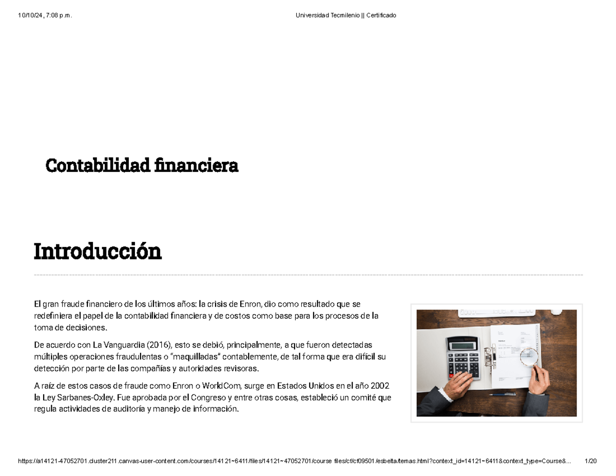 Universidad Tecmilenio Certificado - Contabilidad nanciera Introducción